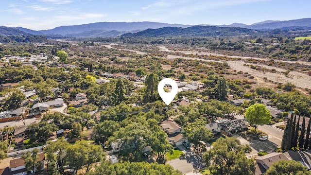 drone / aerial view with a mountain view