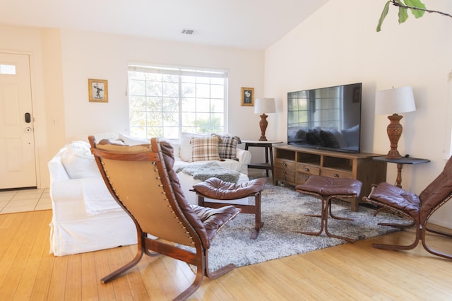 living area with wood finished floors