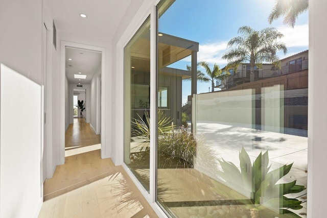 153 Nob Hill Ln, Ventura, CA 93003 - entryway with baseboards, wood finished floors, and recessed lighting
