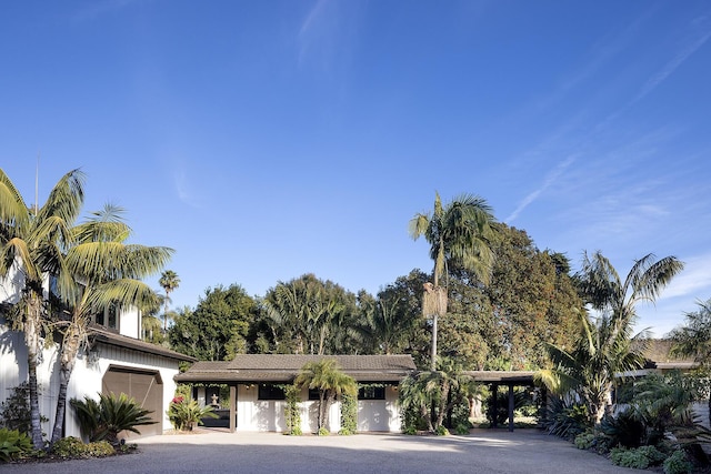 view of front of property with a garage