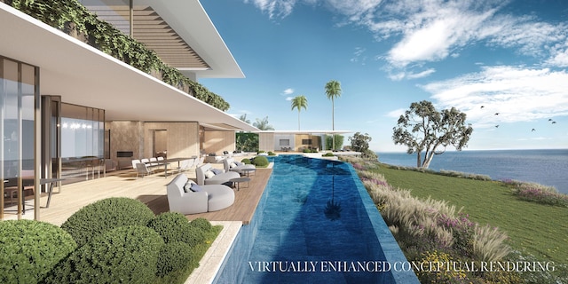 4121 Creciente Dr, Santa Barbara, CA 93110 - view of swimming pool featuring a water view and a swimming pool