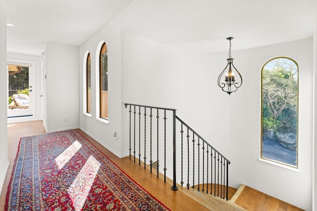 foyer featuring baseboards and wood finished floors