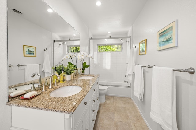 bathroom with recessed lighting, visible vents, and a sink