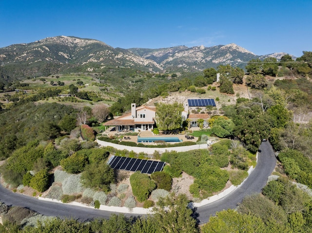 drone / aerial view with a mountain view