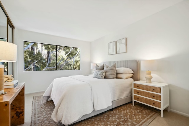 bedroom with baseboards and carpet floors