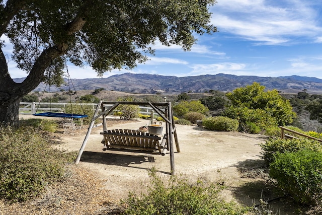 exterior space featuring a mountain view