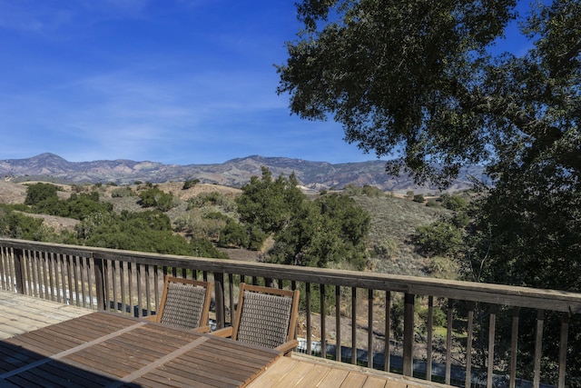 deck with a mountain view