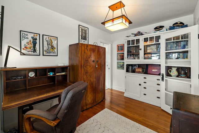 office space featuring wood finished floors