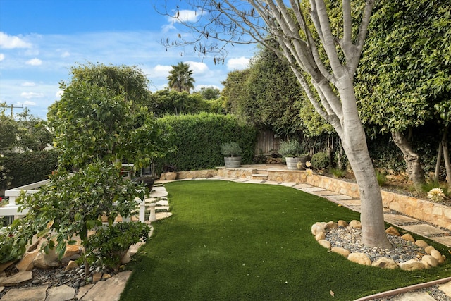 view of yard featuring fence