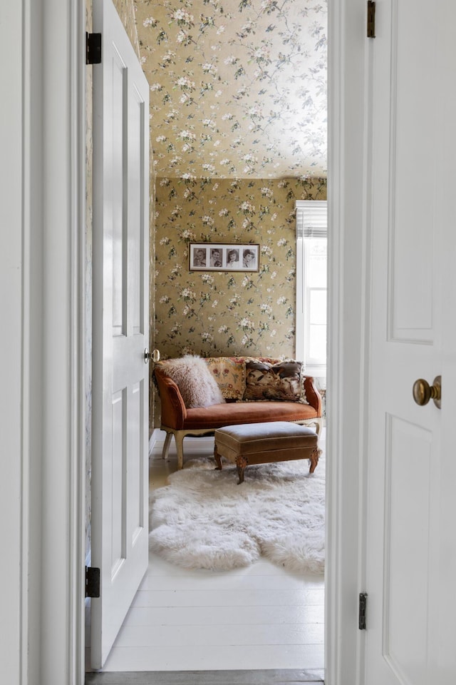 interior space featuring wallpapered walls