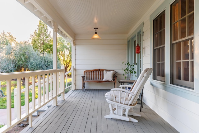 deck featuring a porch