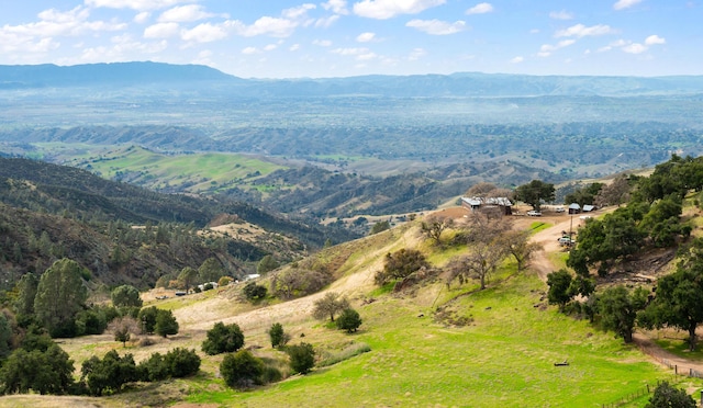 bird's eye view with a mountain view