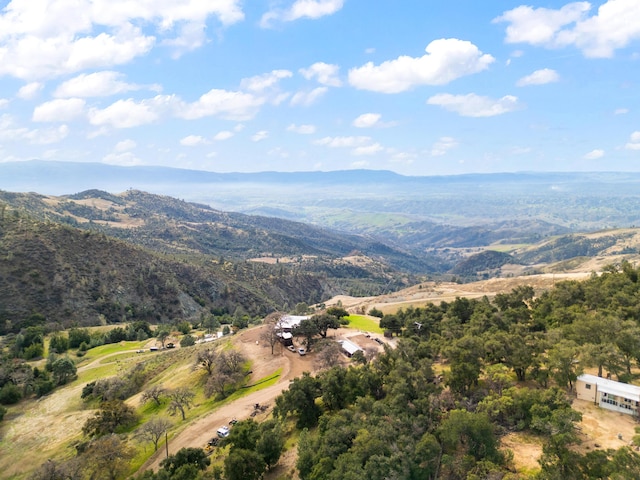 drone / aerial view featuring a mountain view