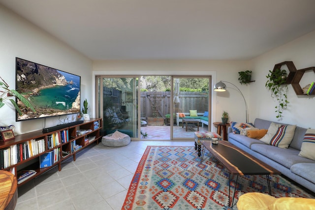 view of tiled living area