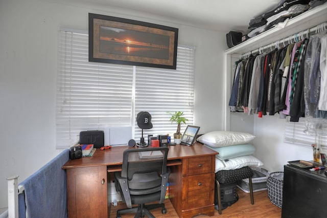 home office featuring wood finished floors