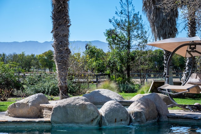 exterior space with a mountain view