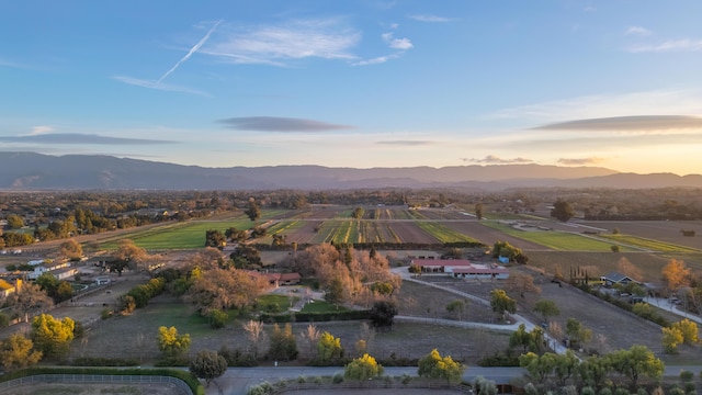 birds eye view of property with a rural view and a mountain view