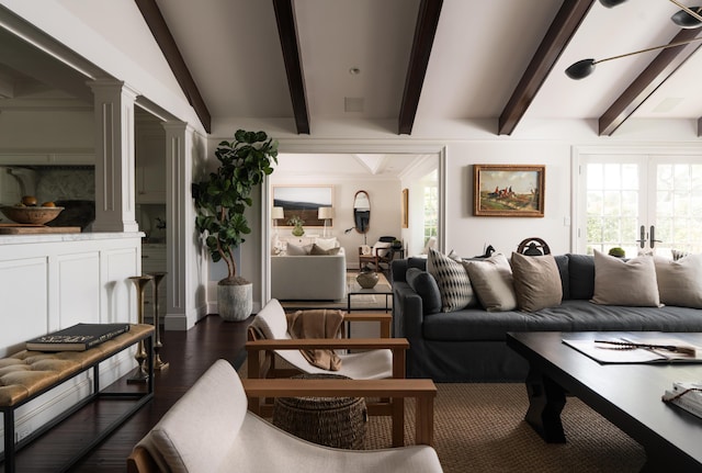 2760 Sycamore Canyon Rd, Santa Barbara, CA 93108 - living room with beam ceiling and decorative columns