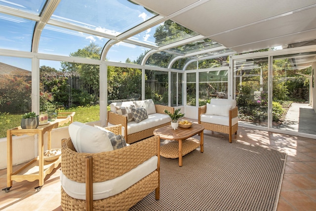 sunroom / solarium featuring a healthy amount of sunlight