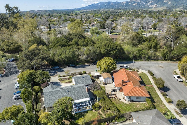 bird's eye view featuring a residential view and a mountain view