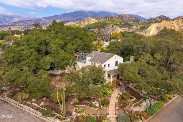 aerial view with a mountain view