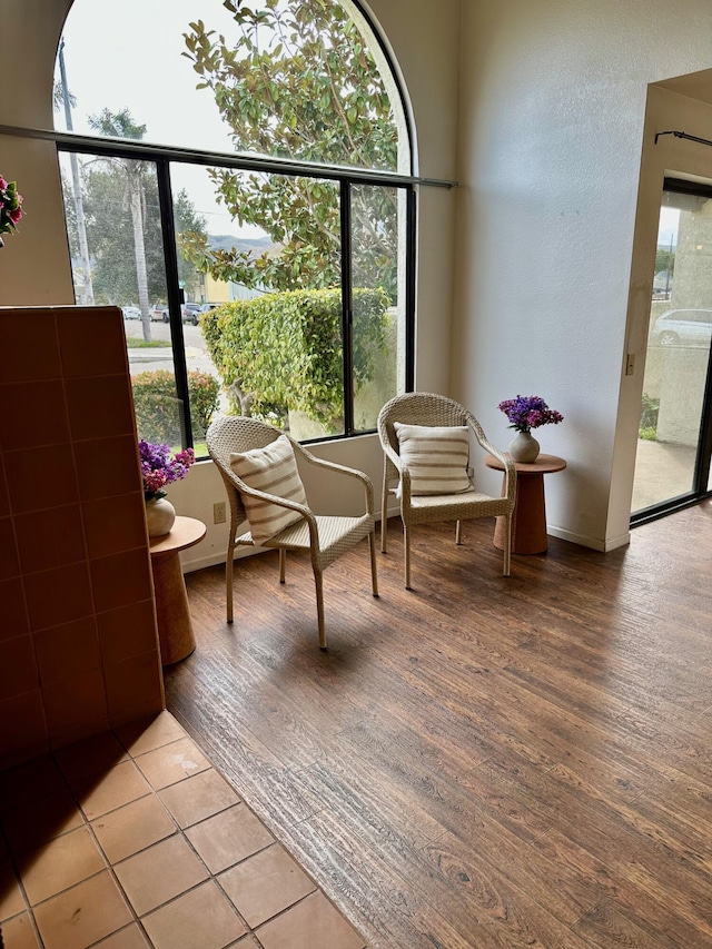 sitting room with a wealth of natural light and light wood-style floors