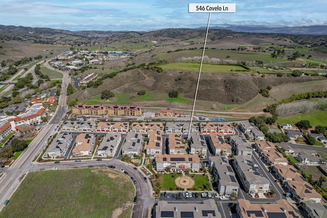 aerial view with a residential view and a mountain view