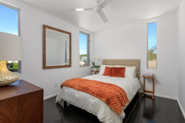 903 W Mission St, Santa Barbara, CA 93101 - bedroom featuring hardwood / wood-style floors, a ceiling fan, and baseboards