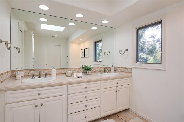 5134 Cathedral Oaks Rd, Santa Barbara, CA 93111 - full bath featuring a skylight, plenty of natural light, recessed lighting, and a sink