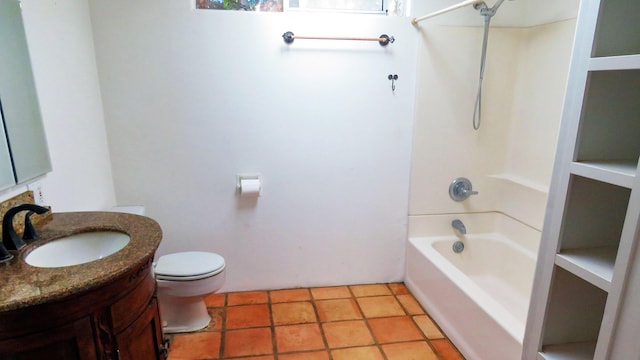 bathroom featuring toilet, vanity, shower / bathing tub combination, and tile patterned floors
