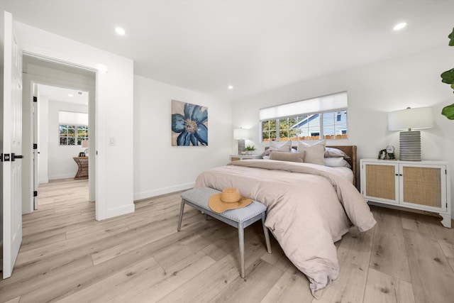 334 W Mission St, Santa Barbara, CA 93101 - bedroom featuring light wood-style flooring, multiple windows, recessed lighting, and baseboards