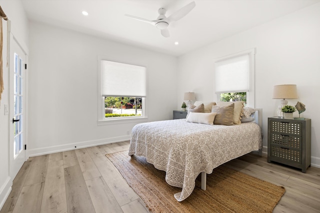 334 W Mission St, Santa Barbara, CA 93101 - bedroom featuring multiple windows, light wood-type flooring, recessed lighting, and baseboards