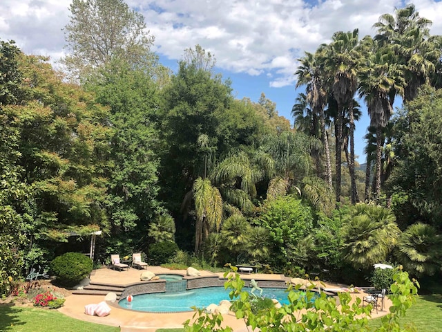 741 Saddle Ln, Ojai, CA 93023 - view of swimming pool featuring a patio and a pool with connected hot tub