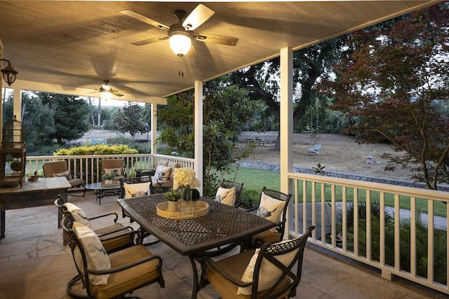 741 Saddle Ln, Ojai, CA 93023 - view of patio / terrace with outdoor lounge area, ceiling fan, and outdoor dining area