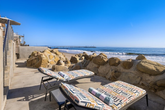 property view of water with a beach view