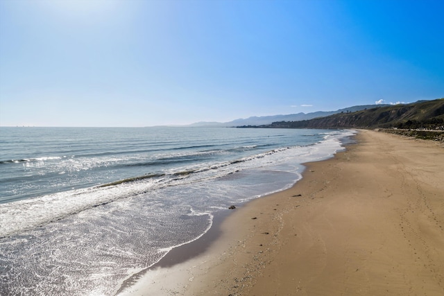 view of water feature with a view of the beach