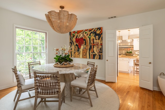 935 Arcady Rd, Santa Barbara, CA 93108 - dining room with visible vents, baseboards, light wood finished floors, and plenty of natural light