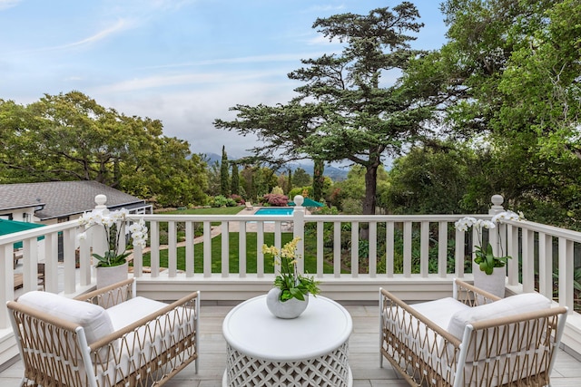 935 Arcady Rd, Santa Barbara, CA 93108 - wooden deck with an outdoor pool