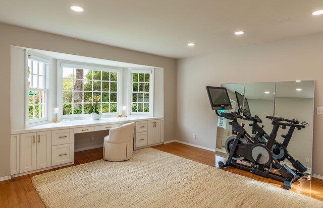 935 Arcady Rd, Santa Barbara, CA 93108 - office with recessed lighting, built in study area, baseboards, and wood finished floors