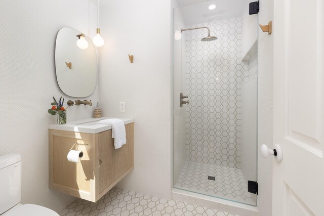 925 Chelham Way, Santa Barbara, CA 93108 - full bathroom featuring a shower stall, toilet, and vanity