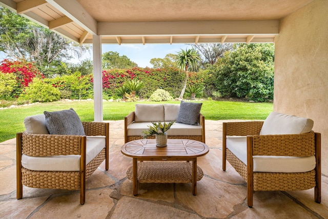 view of patio featuring an outdoor hangout area