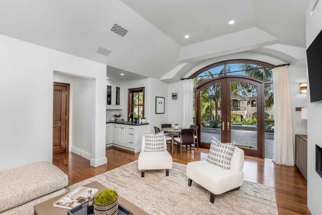 2084 E Valley Rd, Montecito, CA 93108 - living area featuring recessed lighting, french doors, and dark wood finished floors