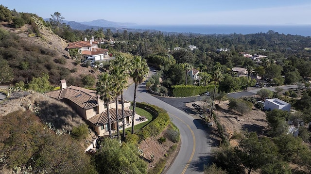 bird's eye view featuring a view of trees