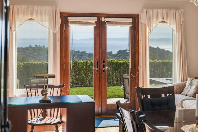doorway to outside with french doors