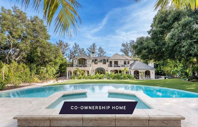 2084 E Valley Rd Unit 1, Santa Barbara, CA 93108 - view of pool with a yard and a pool with connected hot tub