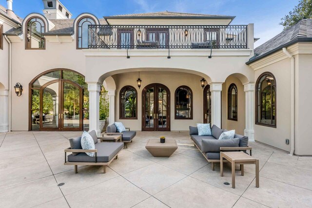 2084 E Valley Rd Unit 1, Santa Barbara, CA 93108 - view of patio featuring an outdoor living space, french doors, and a balcony