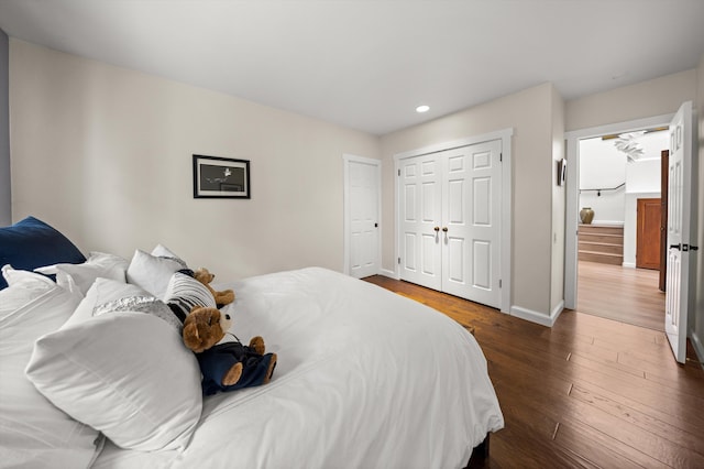 1435 Sycamore Canyon Rd, Santa Barbara, CA 93108 - bedroom featuring baseboards, recessed lighting, and dark wood-type flooring