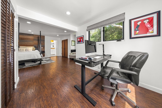 1435 Sycamore Canyon Rd, Santa Barbara, CA 93108 - office featuring recessed lighting, wood finished floors, and baseboards