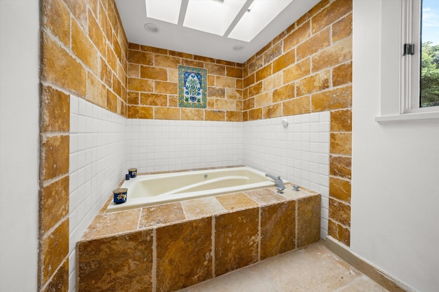 1435 Sycamore Canyon Rd, Santa Barbara, CA 93108 - full bath with a garden tub, tile walls, and a skylight