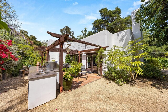 1435 Sycamore Canyon Rd, Santa Barbara, CA 93108 - view of patio featuring area for grilling and a pergola
